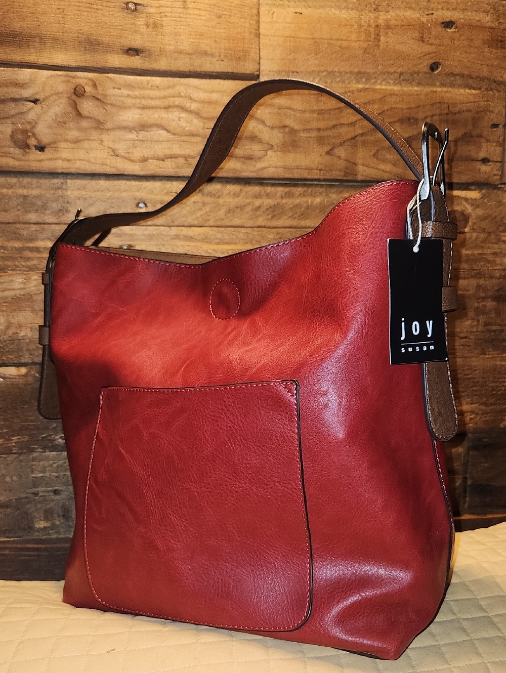 Joy Susan Red Leather Shoulder Hobo Bag - NWT